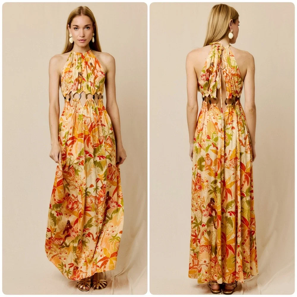 Farm Rio Tropical Cutout Maxi Dress – Size Small - Picture 3 of 12